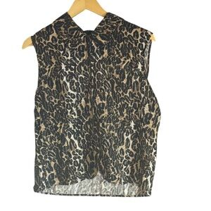 Vintage. LEILEI. Women's Leopard Print Silk Blouse. Size Large.